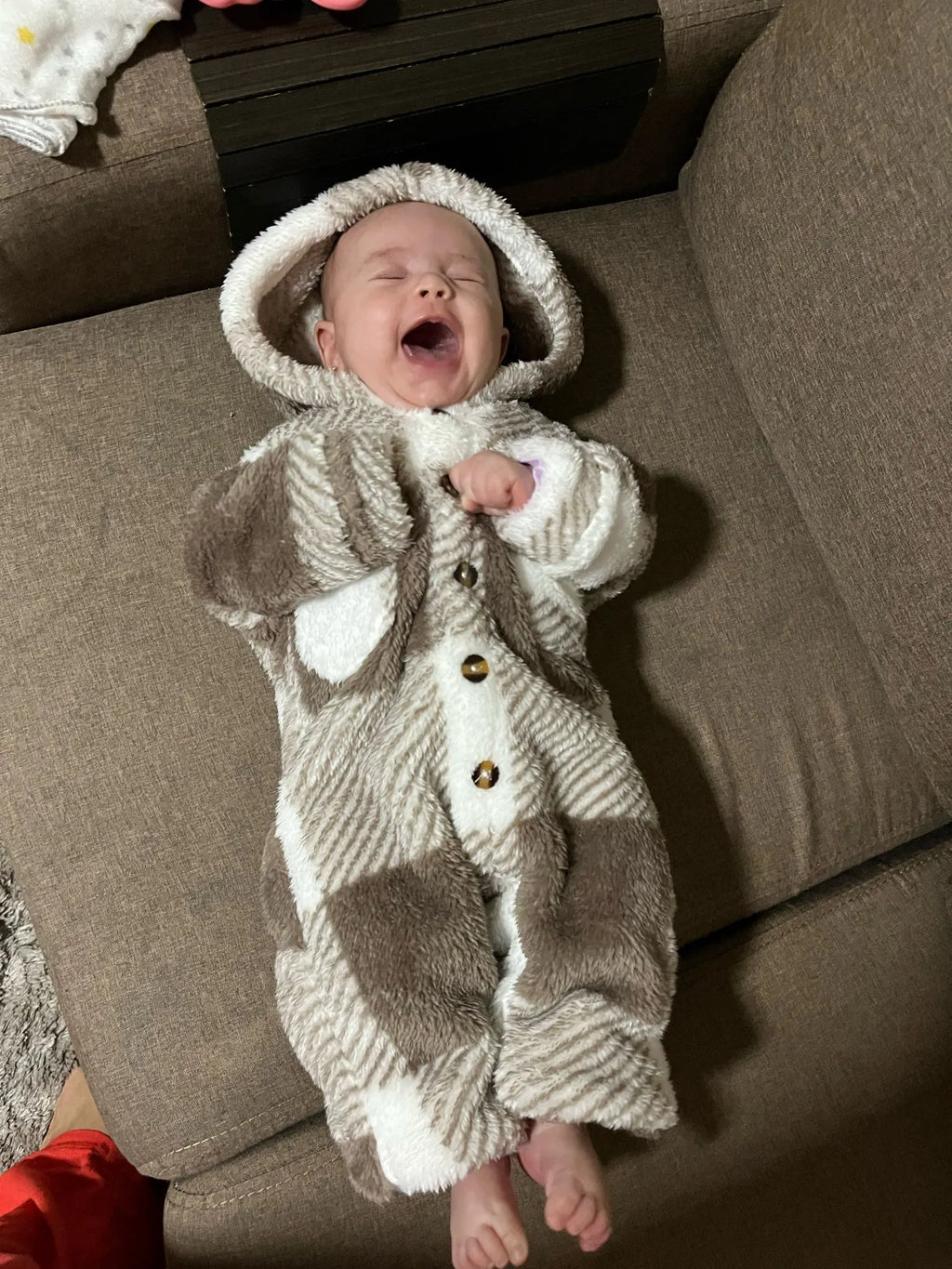 Plaid Plush Hooded Romper