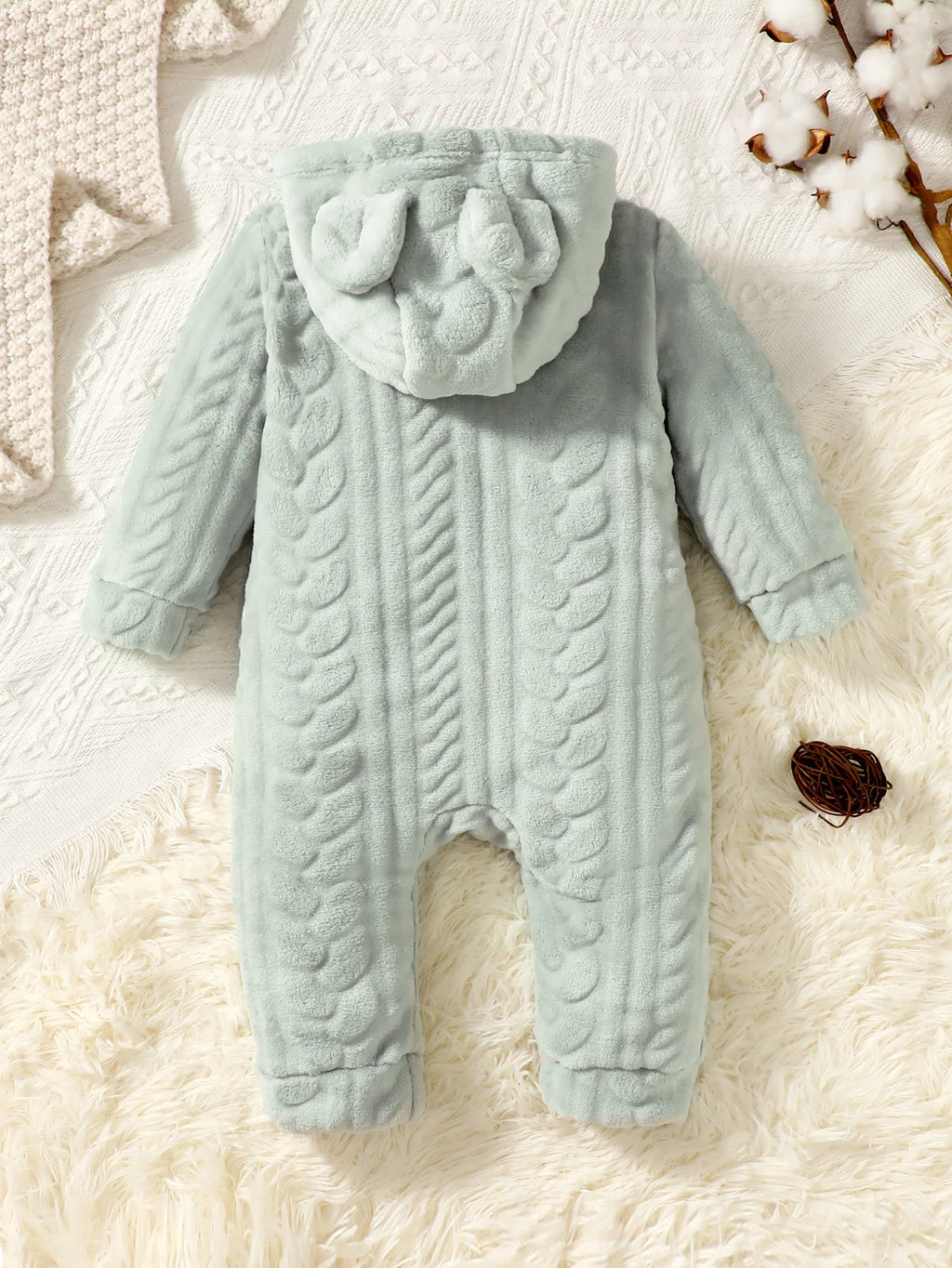 Plaid Plush Hooded Romper