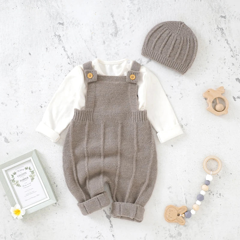 Neutral Knit Romper Set