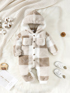Plaid Plush Hooded Romper