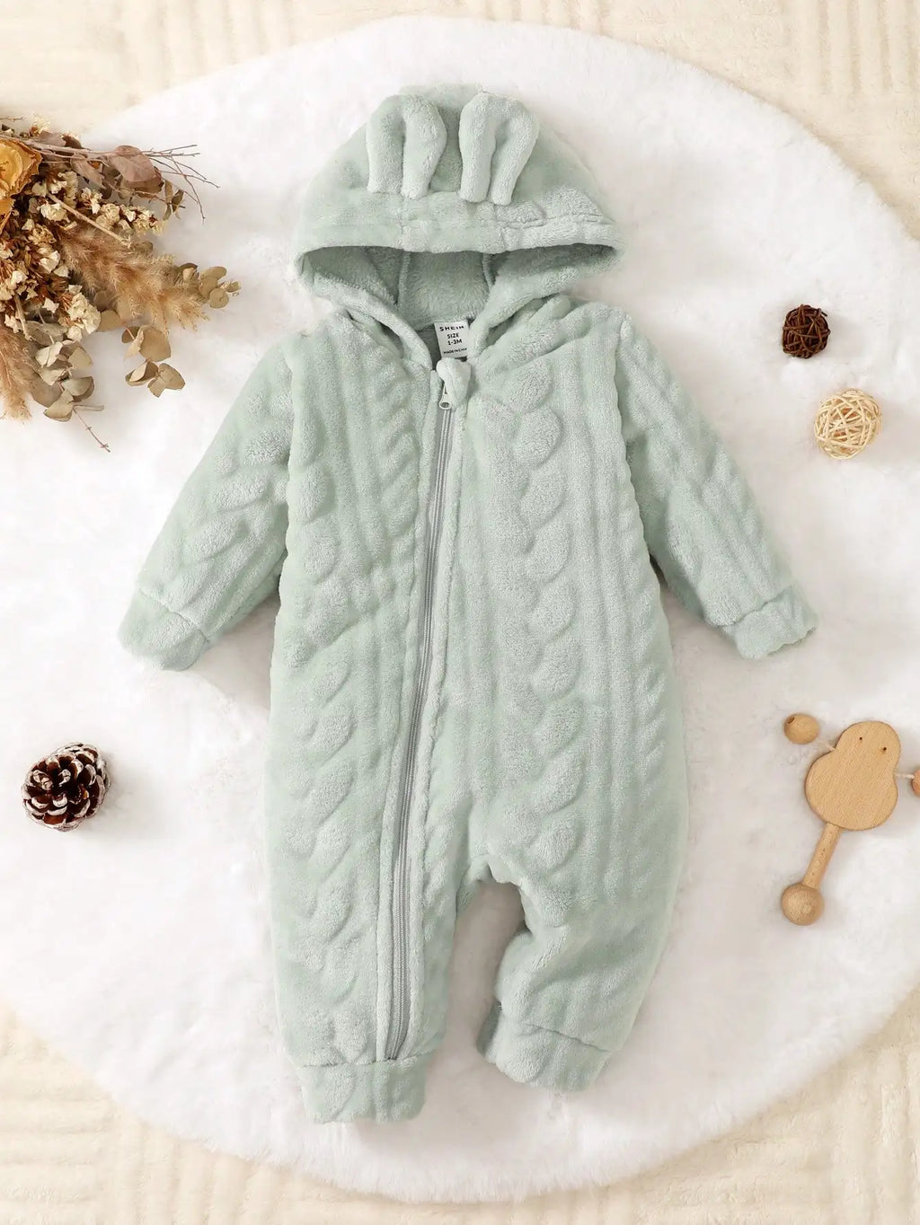 Plush Zip Hooded Romper