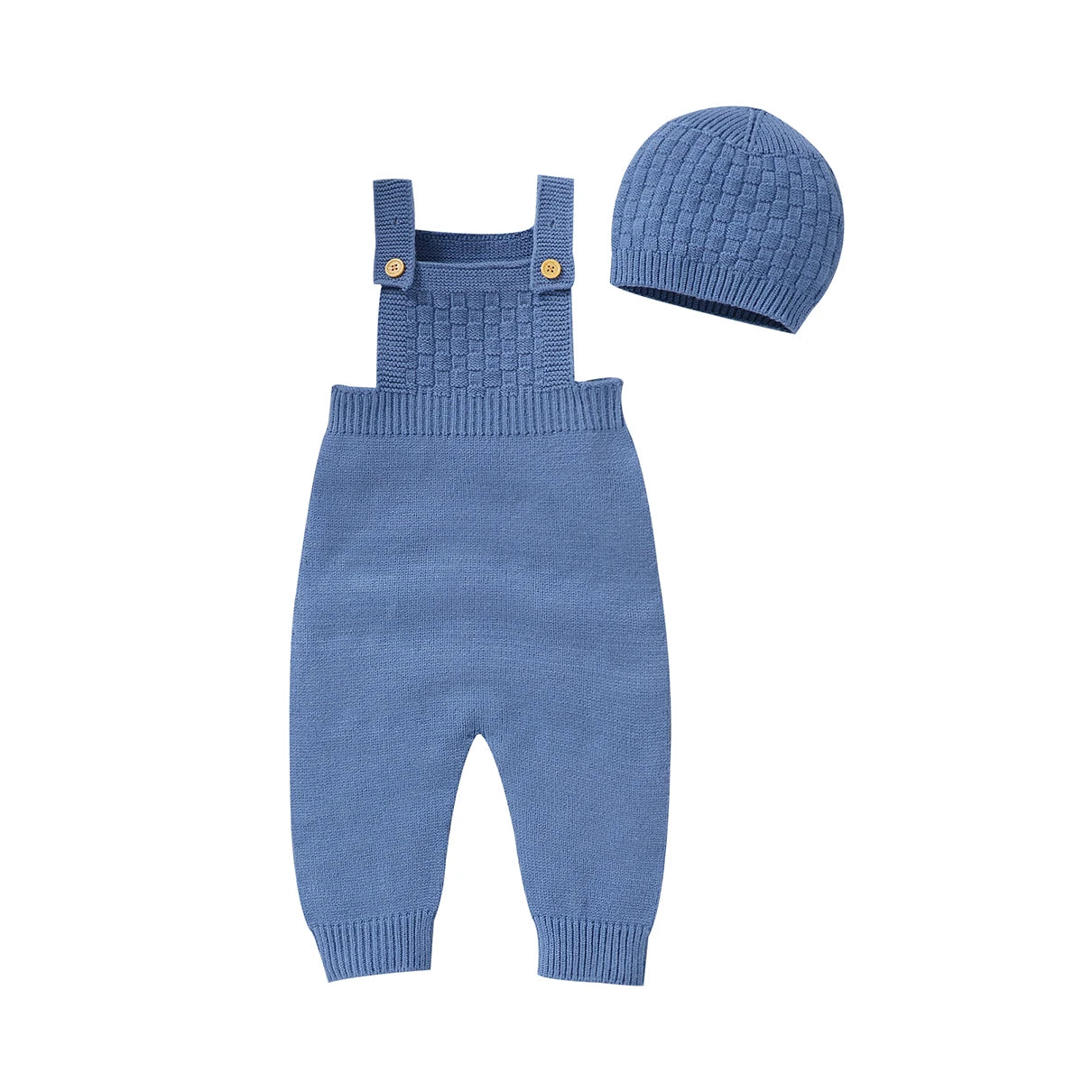 Solid Knit Romper Hat Set