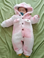 Plaid Plush Hooded Romper