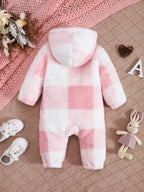 Plaid Plush Hooded Romper