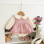 Spring and Autumn Baby Kids Girls Flowers Pattern Sleeveless Vest and Plain Onesies Clothing Set-0