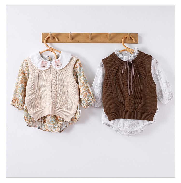 Autumn Arrival Baby Kids Sleeveless Jacquard Pattern Knitted Vest