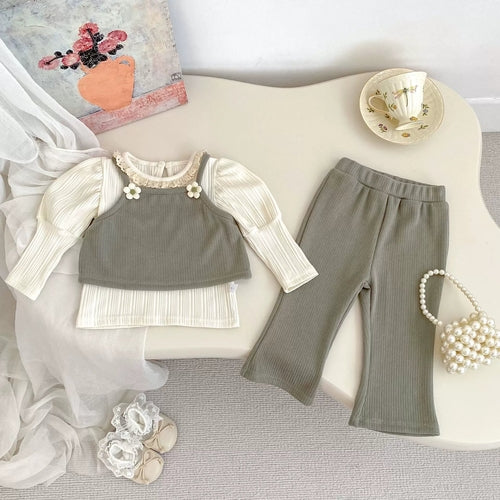 Spring and Autumn Baby Kids Girls Flowers Decorated Sleeveless Vest,