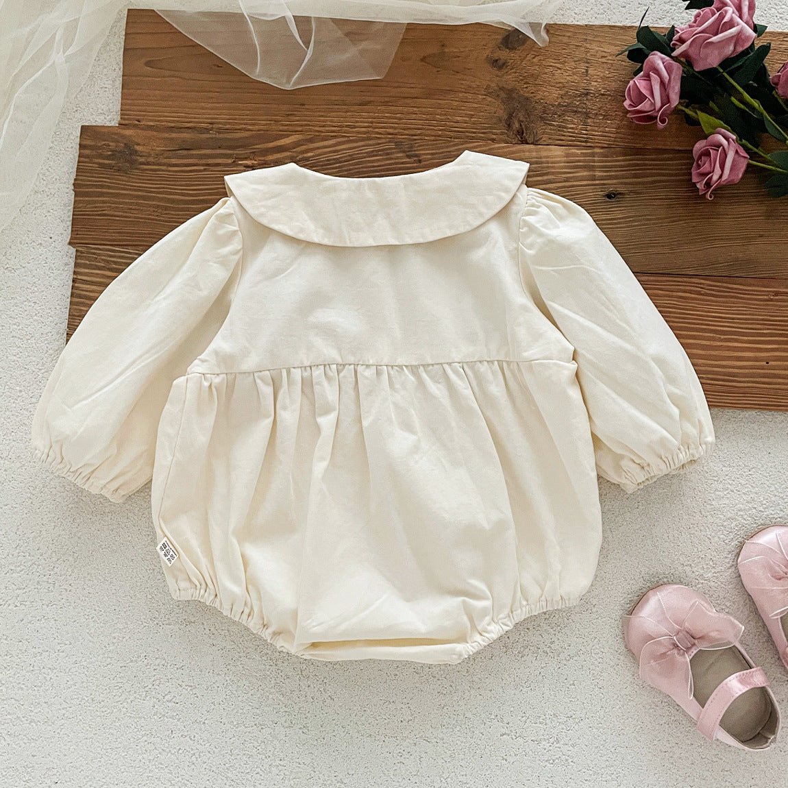 Spring and Autumn Baby Kids Girls Flowers Pattern Sleeveless Vest and Plain Onesies Clothing Set-3