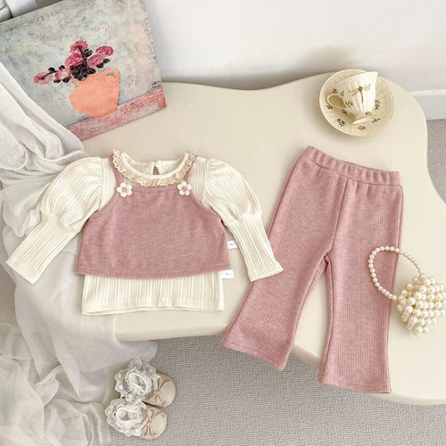 Spring and Autumn Baby Kids Girls Flowers Decorated Sleeveless Vest,