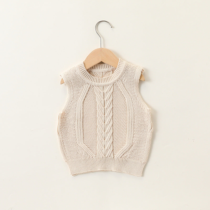 Autumn Arrival Baby Kids Sleeveless Jacquard Pattern Knitted Vest