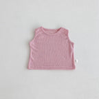 Summer Arrival Baby Kids Girls Sleeveless Floral Pattern Strap Overalls and Pink Vest Clothing Set-3