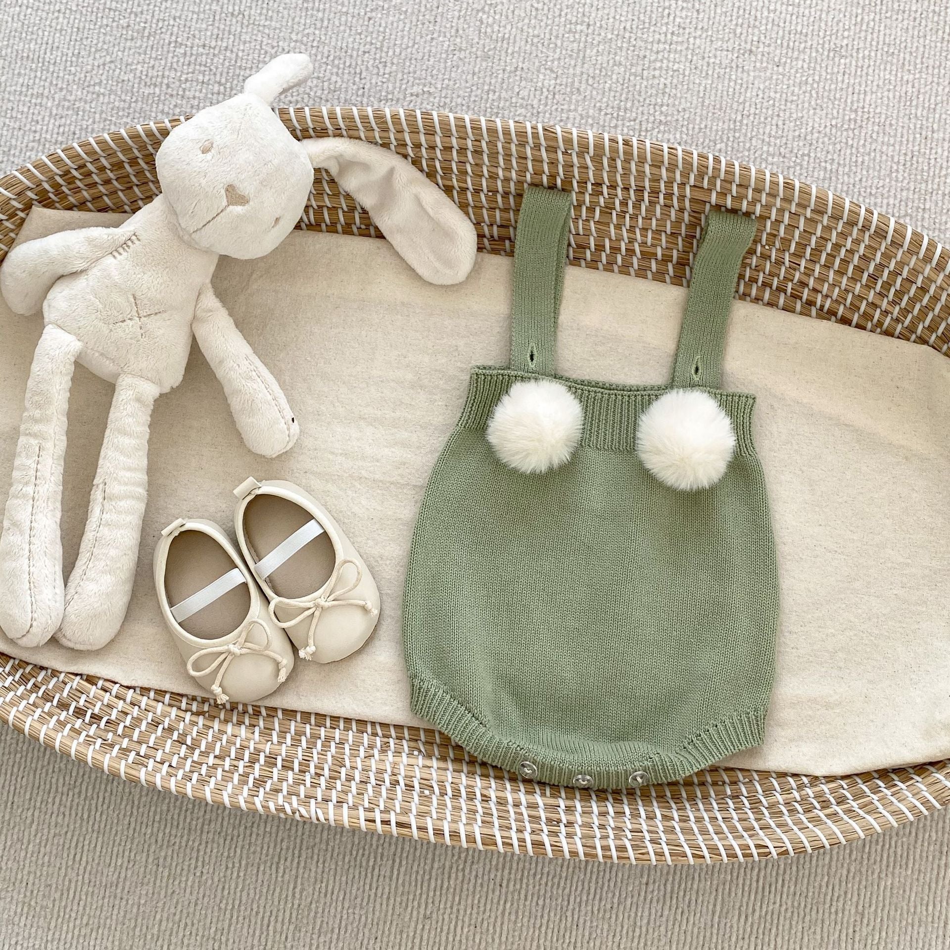 Baby Girl  Autumn Plush Ball Camisole Knitted Vest One Piece-3