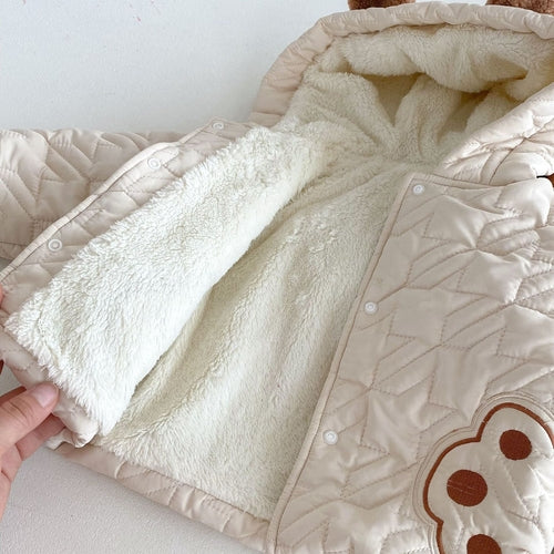 Winter Infant Baby Teddy Paws Pattern Long Sleeves Coat With Thick