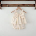 Summer Baby Kids Cute Solid Color Sleeveless Top Vest with Trousers Clothing Set for Girls-3