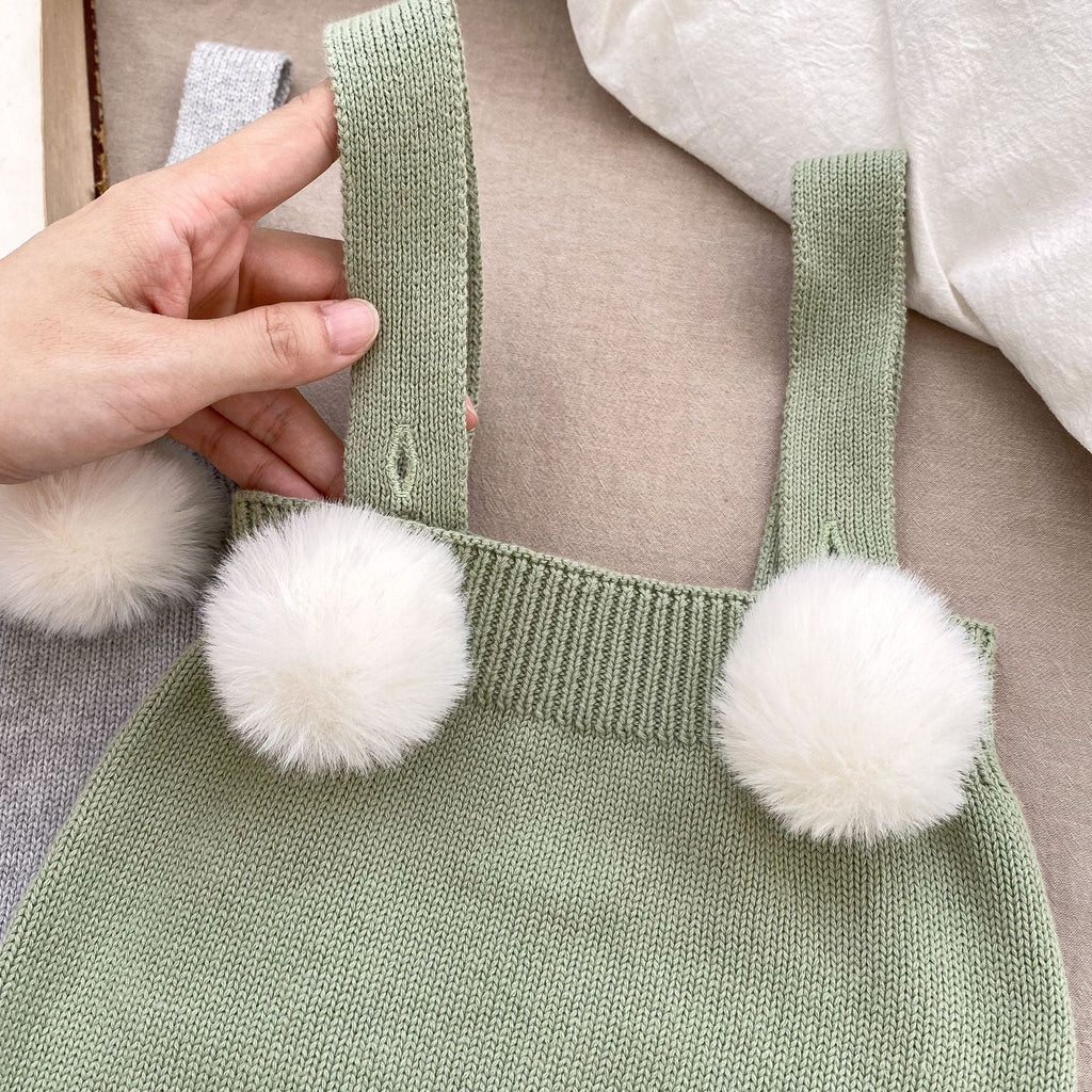 Baby Girl  Autumn Plush Ball Camisole Knitted Vest One Piece-4