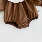 Autumn Baby Kids Girls Color Patchwork Long-sleeved Onesies and Dress