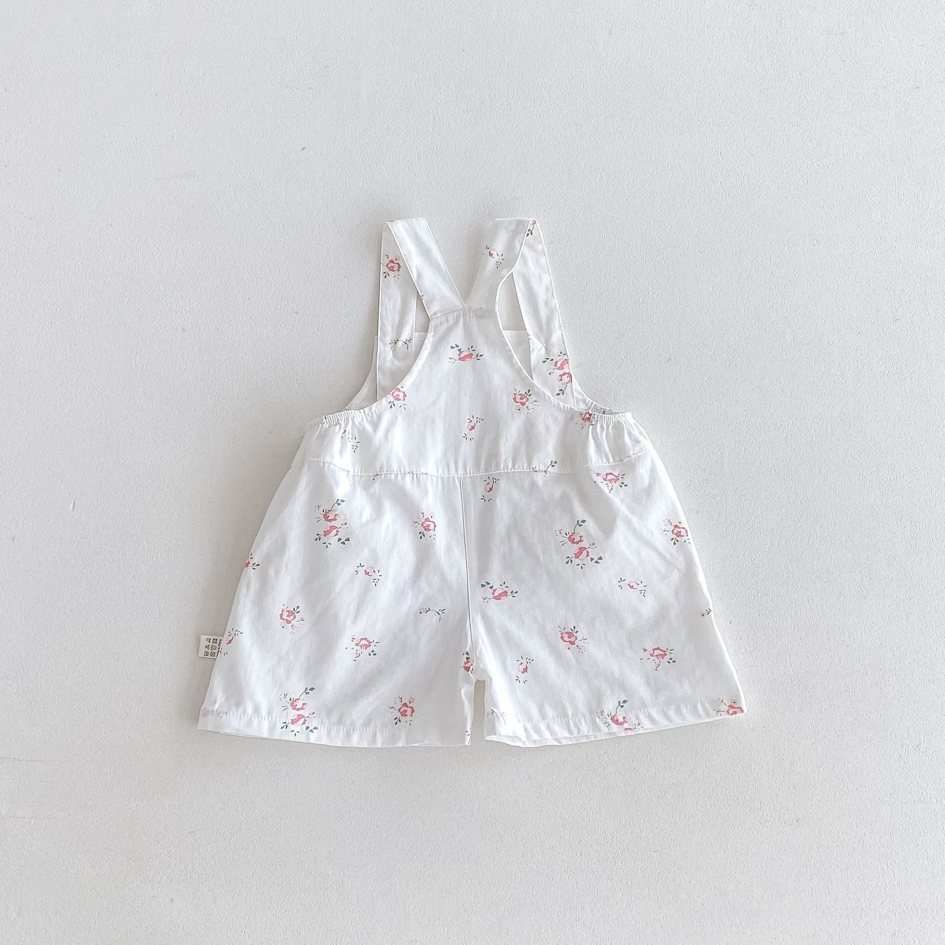 Summer Arrival Baby Kids Girls Sleeveless Floral Pattern Strap Overalls and Pink Vest Clothing Set-4
