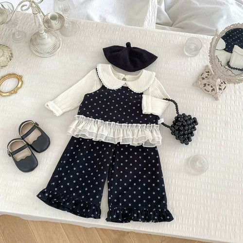 Spring and Autumn Baby Kids Girls Lace Trim Decorated Sleeveless Vest,