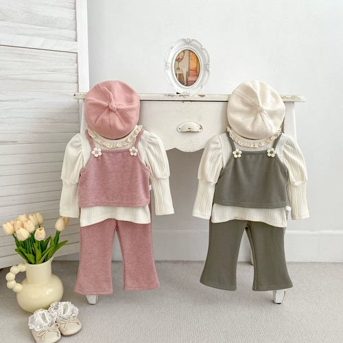 Spring and Autumn Baby Kids Girls Flowers Decorated Sleeveless Vest,